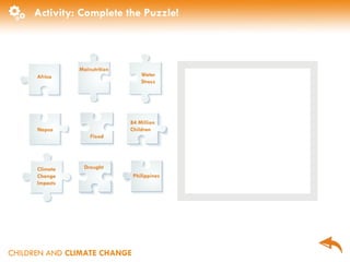 CHILDREN AND CLIMATE CHANGE
Activity: Complete the Puzzle!
 