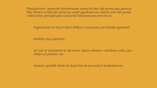 Përfaqësuesi i pasurisë falimentuese mund të shes një pronë nga pasuria
dhe blerësi ta blej atë pronë pa asnjë ngarkesë ose interes mbi atë pronë,
vetëm nëse përfaqësuesi i pasurisë falimentuese provon se:
1. legjislacioni ne fuqi e lejon shitjen e asaj prone pa ndonjë ngarkesë;
2. entiteti e jep pajtimin;
3. në rast të ekzistimit të një barre, barra mbetet e vlefshme edhe pas
shitjes së pronës; ose
4. interesi specifik është në shqyrtim në procedurë kontestimore.
 