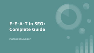 E-E-A-T In SEO:
Complete Guide
PIGSO LEARNING LLP
 