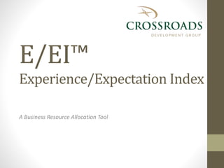 E/EI™
Experience/Expectation Index
A Business Resource Allocation Tool
 