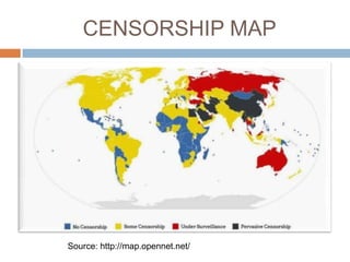 CENSORSHIP MAP




Source: http://map.opennet.net/
 