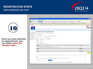 Once you have selected
an appointment, you
can either enter the
voucher code…
10
REGISTRATION STEPS
www.pearsonvue.com
 