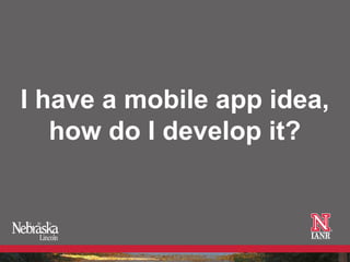 I have a mobile app idea,
   how do I develop it?
 