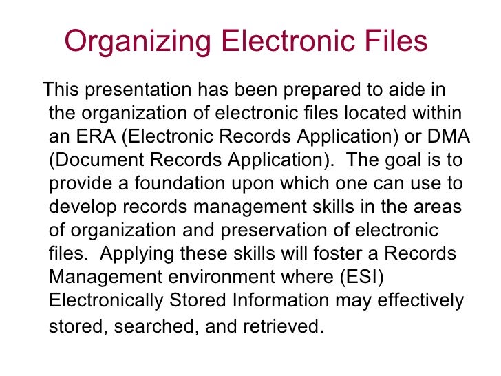 Electronic Filing Structure and Developme…