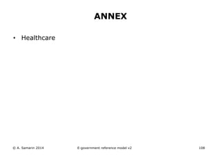 • Healthcare 
ANNEX 
© A. Samarin 2014 E-government reference model v3 108 
 