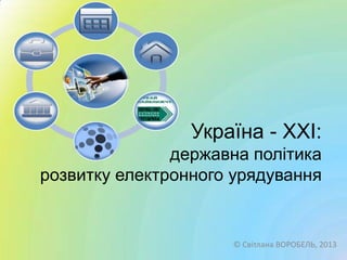 © Світлана ВОРОБЕЛЬ, 2013
Україна - ХХІ:
державна політика
розвитку електронного урядування
 