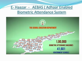 E- Haazar - AEBAS ( Adhaar Enabled
Biometric Attendance System
 