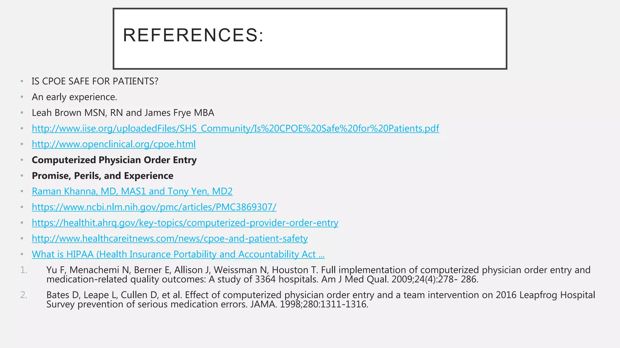 Computerized physician order entry (CPOE) | PPTX