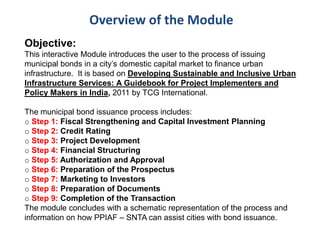 Overview of the Module
Objective:
This interactive Module introduces the user to the process of issuing
municipal bonds in...