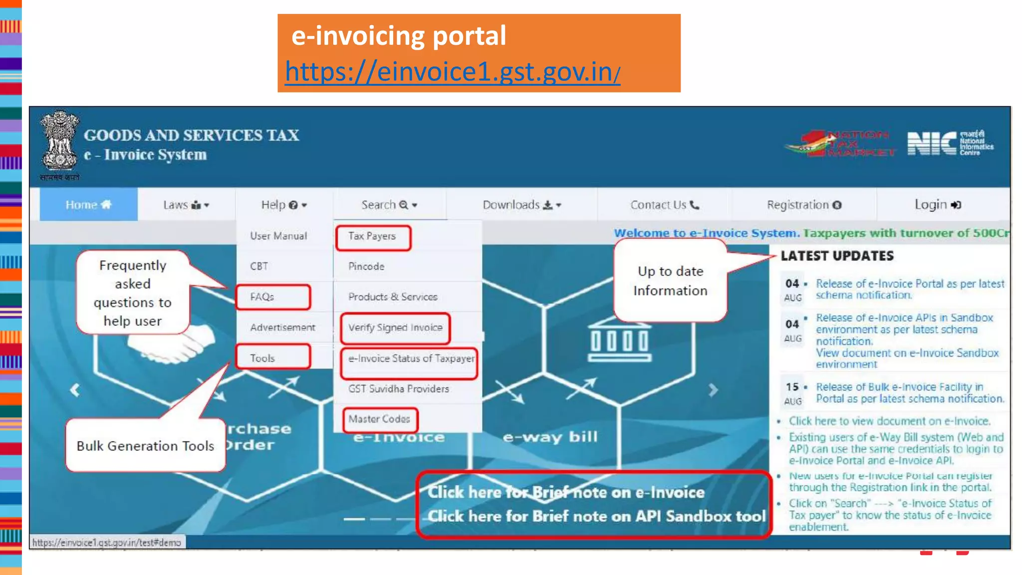 e-invoicing portal
https://einvoice1.gst.gov.in/
 