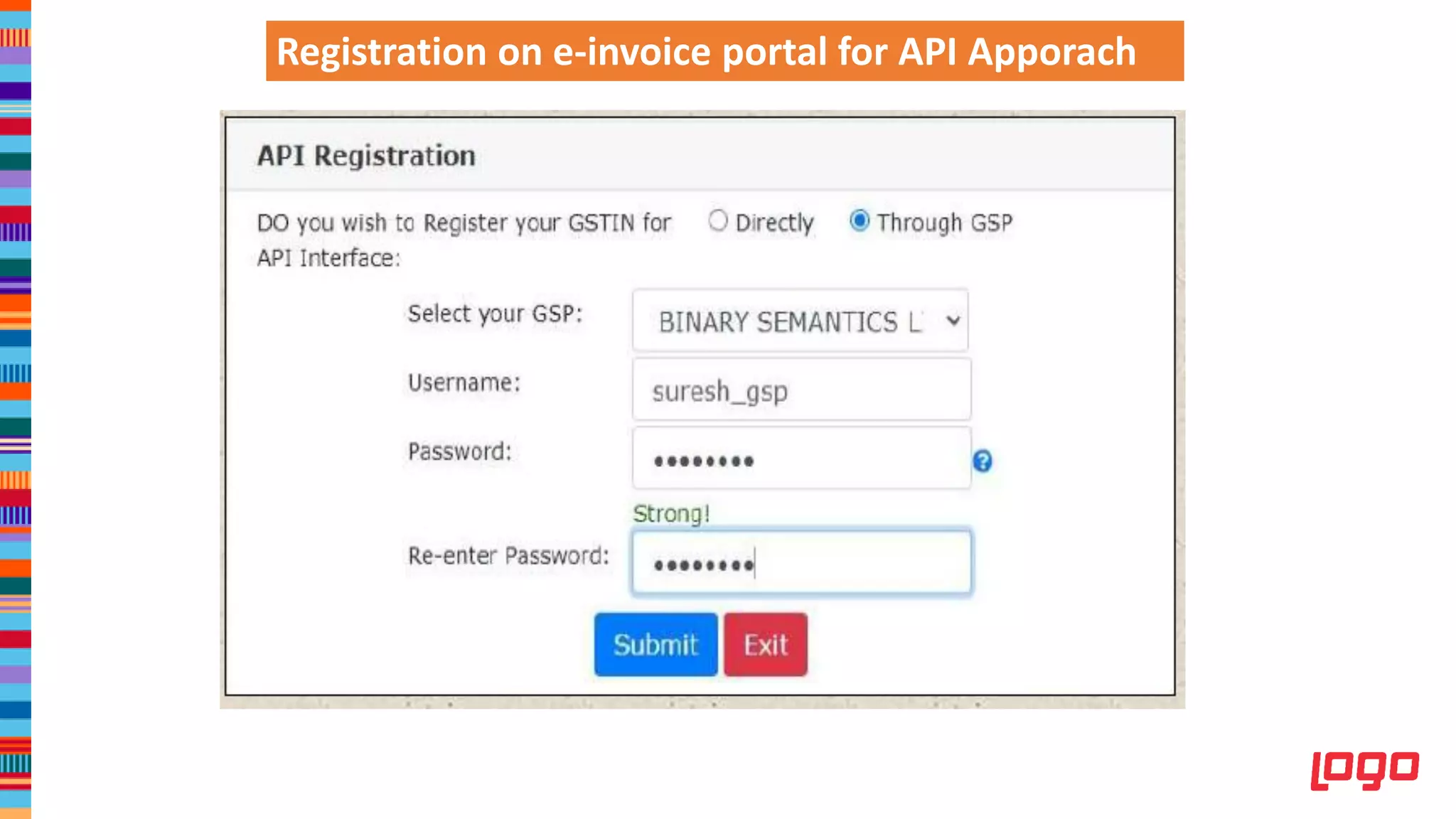 Registration on e-invoice portal for API Apporach
 