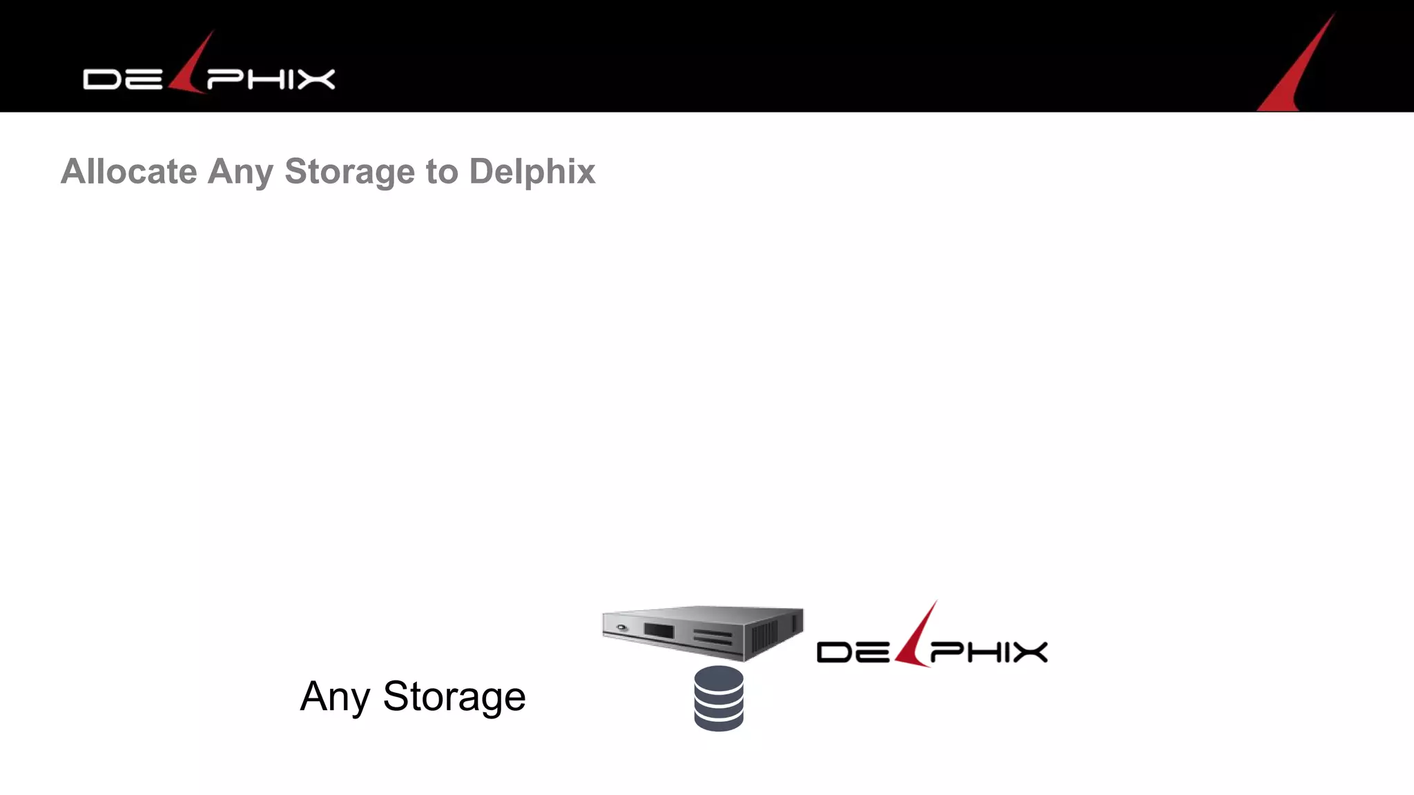 Allocate Any Storage to Delphix
Any Storage
 