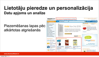 Piezemēšanas lapas pēc
atkārtotas atgriešanās
www.efumosoftware.lv
Lietotāju pieredze un personalizācija
Datu apjoms un analīze
Tuesday, May 21, 13
 