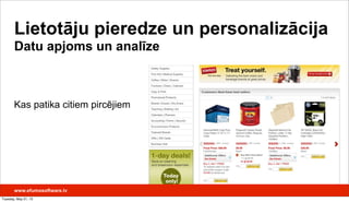Kas patika citiem pircējiem
Lietotāju pieredze un personalizācija
Datu apjoms un analīze
www.efumosoftware.lv
Tuesday, May 21, 13
 