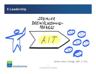 © by Krauthammer International
5
E-Leadership
(Avolio, Kahai, & Dodge, 2001, S. 617).
 