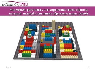 Мы можем  расставить эти кирпичики таким образом, который  подойдёт для наших образовательных  целей. 13.12.09 