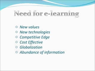 New values   New technologies   Competitive Edge   Cost Effective   Globalization Abundance of information   
