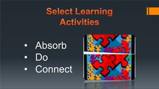 • Absorb
• Do
• Connect
 