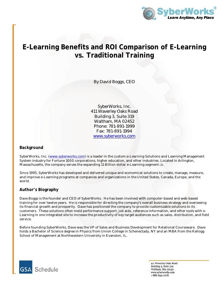 e learning vs traditional learning pdf