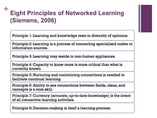 + Eight Principles of Networked Learning
  (Siemens, 2006)
 