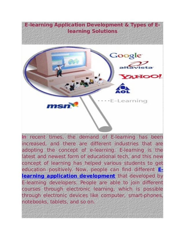 E learning application development & types of elearning solutions