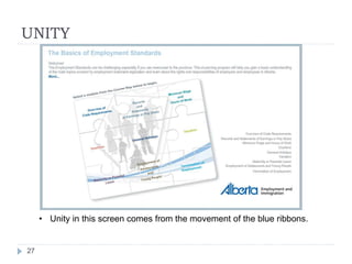 UNITY
27
• Unity in this screen comes from the movement of the blue ribbons.
 