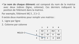Cours Algorithme: Matrice | PPT