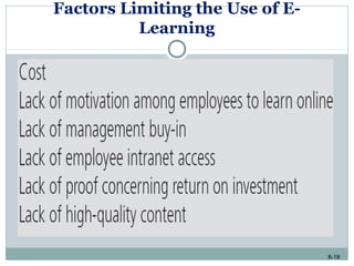 8-19
Factors Limiting the Use of E-
Learning
 