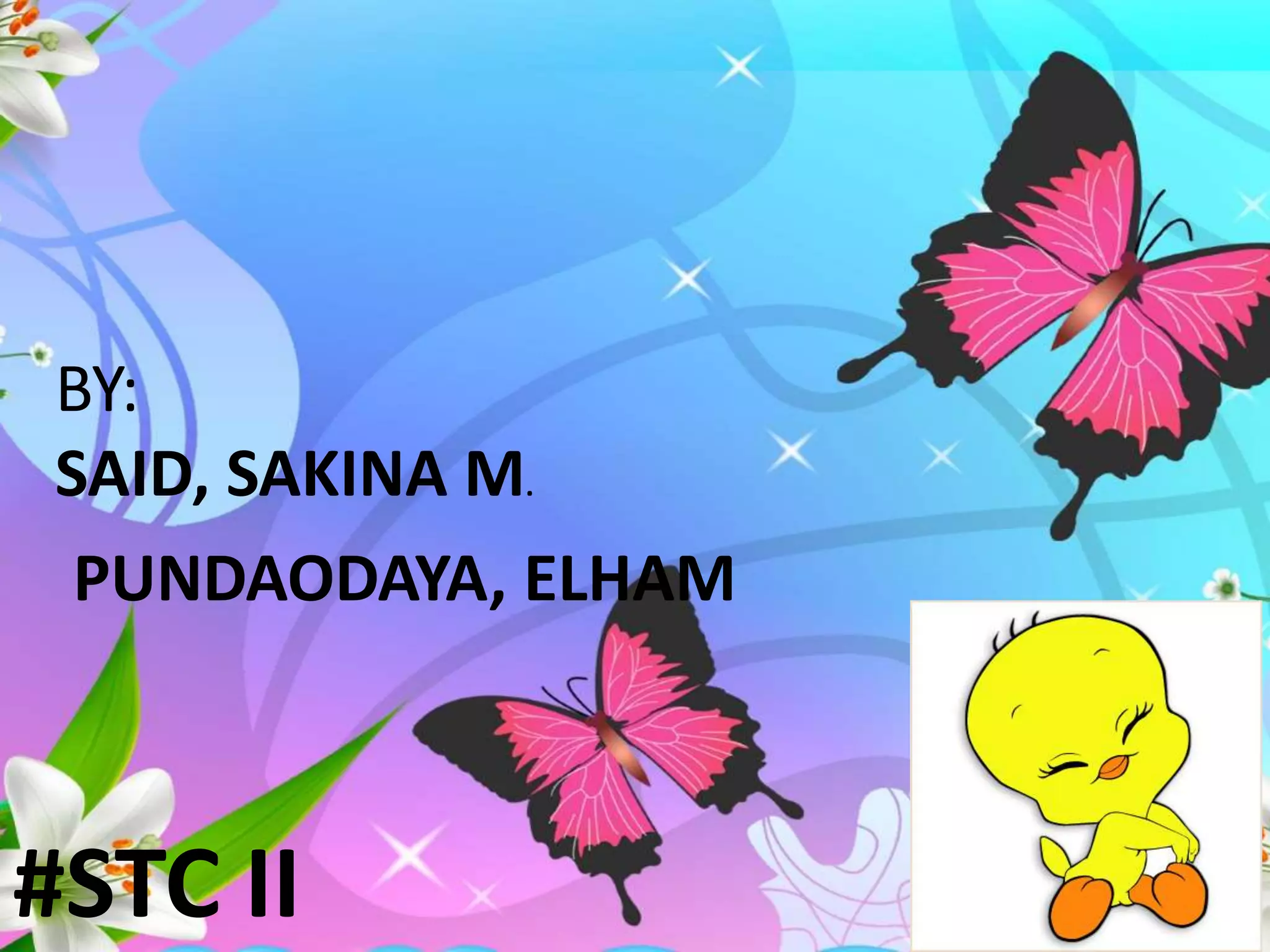 PUNDAODAYA, ELHAM
BY:
SAID, SAKINA M.
#STC II
 