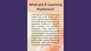 E-Learning Platforms for Effective Development | PDF