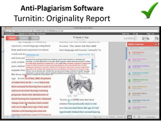 Anti-Plagiarism Software
Turnitin: Originality Report
 