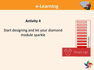 e-Learning
Activity 4
Start designing and let your diamond
module sparkle
25minutes
 