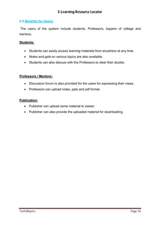 E learning resource Locator Project Report (J2EE) | PDF