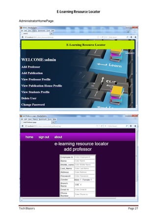 E learning resource Locator Project Report (J2EE) | PDF