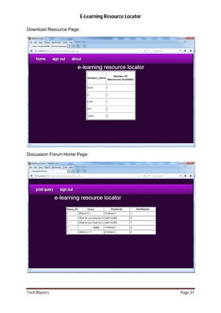 E learning resource Locator Project Report (J2EE) | PDF