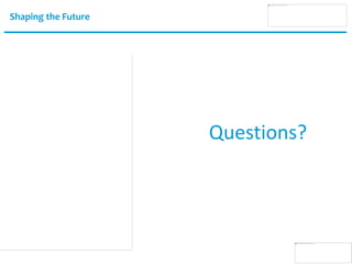 Shaping the Future
Questions?
 