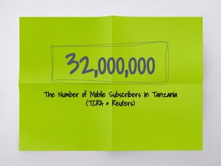 32,000,000
The Number of Mobile Subscribers in Tanzania
(TCRA & Reuters)
 