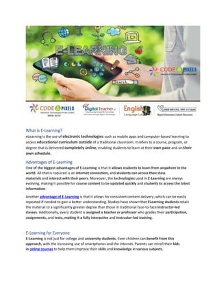 Paragraph About Elearning E-Learning The Advantages of E-Learning.pdf