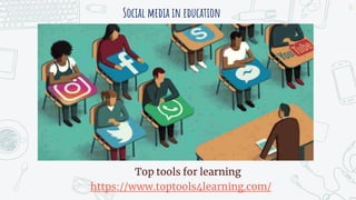 Social media in education
12
Top tools for learning
https://www.toptools4learning.com/
 