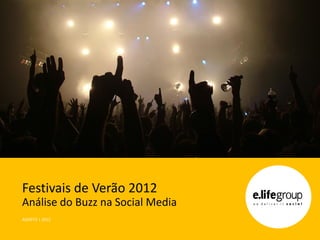 Festivais de Verão 2012
Análise do Buzz na Social Media
AGOSTO | 2012
 