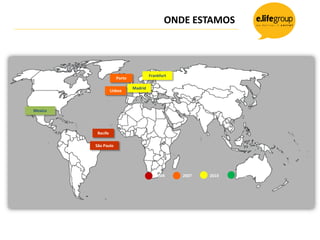 ONDE ESTAMOS




                                       Frankfurt
                      Porto

                              Madrid
                   Lisboa



Mexico




          Recife

         São Paulo




                                          2004     2007   2010   2012
 