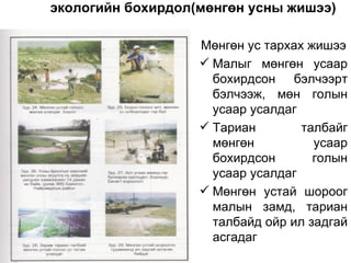 экологийн бохирдол(мөнгөн усны жишээ)

                   Мөнгөн ус тархах жишээ
                    Малыг мөнгөн усаар
                     бохирдсон бэлчээрт
                     бэлчээж, мөн голын
                     усаар усалдаг
                    Тариан        талбайг
                     мөнгөн          усаар
                     бохирдсон       голын
                     усаар усалдаг
                    Мөнгөн устай шороог
                     малын замд, тариан
                     талбайд ойр ил задгай
                     асгадаг
 
