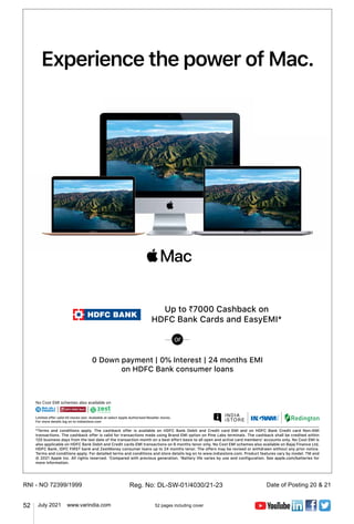 52 July 2021 www.varindia.com 52 pages including cover
Reg. No: DL-SW-01/4030/21-23
RNI - NO 72399/1999 Date of Posting 20 & 21
 