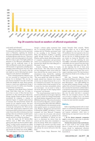35www.varindia.com July 2017
usual quickly and efficiently.”
Aamir Lakhani, Senior Security Strategist at
FortinetpointsoutthatPetyausesthesameattack
vector as WannaCry, exploiting the identical
Microsoft vulnerabilities that were uncovered by
the Shadow Brokers earlier this year. “There are a
couple of really interesting aspects to this attack.
The first is that, in spite of the highly publicized
disclosure of the Microsoft vulnerabilities and
patches, and the world-wide nature of the
follow-up WannaCry attack, there are apparently
still thousands of organizations, including those
managing critical infrastructure that have failed
to patch their devices. The second is that this
may simply be a test for delivering future attacks
targeted at newly disclosed vulnerabilities.”
From a financial perspective, WannaCry was
not very successful, as it generated very little
revenue for its developers. This was due, in
part, because researchers were able to find a kill
switch that disabled the attack. Petya’s payload,
however, is much more sophisticated, though it
remains to be seen if it will be more financially
successful than its predecessor.
Sharing her views, Sharda Tickoo, Technical
Head, Trend Micro India says, “In India, so
far we have no cases of Petya that have been
reported to us. The countries most affected are
Europe, typically Ukraine and Russia. We would
recommend the companies to maintain an
important hygiene of regularly taking back-up
of necessary data and proactively monitor the
systems for any suspicious activity. And most
importantly, because it is a ransomware, we have
to secure the email gateway first. There are also
certain URL categorizations employed in work
environment which can block access to malicious
codes. Ensure that all the workstations have least
privilege unless any workstation actually requires
administrator privilege, as the ransomware
spreads and tries to escalate the privileges.”
After the attacks, the IT Advisory/Risk
Advisory team at BDO India released an
advisory alert which says that the malware called,
"Petya" or which security researchers are calling
"NotPetya”, differs from typical ransomware as
it doesn’t just encrypt files, but it also overwrites
and encrypts the master boot record (MBR)1.
“The attack appears to have been initially seeded
through a software update mechanism built
into an accounting program that companies
working with the Ukrainian government need
to use, according to the Ukrainian Cyber
Police. Like WannaCry, NotPetya is spreading
rapidly through networks that use Microsoft
Windows and has already affected large number
of companies, organizations and government
entities on an international scale. As of today, 36
payments have already been made falling prey to
this attack,” it read.
Sivarama Krishnan, Partner & Leader,
Cyber Security - PwC India observes that there
are three propagation attack vectors which has
been observed that the current variants of the
ransomware is using - Eternal blue - exploiting
the MS17-010 vulnerability; Admin$ and WMI.
“The worm spreads only within the subnet of
initially infected host. Infection from internet
systems may be limited (however this is yet to
be confirmed for all variants). The system goes
for a shutdown before being encrypted. In case
in system has shut down automatically without
user intervention - do not restart it. Isolate it
and involve IR teams for disk imaging/analysis
as necessary,” says Sivarama.
“The second ransomware attack less than a
month from WannaCry, has brought to light how
the speed of attacks has changed dramatically,”
says Kartik Shahani, Integrated Security Leader,
IBMIndia/SouthAsia.“Petyashowstheattackers
have learned from WannaCry, and have updated
it be more powerful. What makes Petya different
is that unlike WannaCry, the ransomware can also
infect patched systems on connected networks
using Windows Management Instrumentation
Command-line (WMIC) and PsExec, a remote
command tool from Microsoft. Companies
need to ensure that all systems with network
access in the organization are patched for the
Microsoft vulnerabilities. If infected, the first
step is to disconnect the devices from the
network and shut them down immediately to
lessen the damage. While many companies may
be tempted to pay ransom to get their systems
back online, there are no guarantees that people
who did pay the ransom will receive their files
back.”
Rakesh Kumar Singh, Datacenter lead,
Juniper Networks India contends, “Mainly
corporates which are not in high-tech are
more vulnerable as they have lots of legacy
OS installations that were ignored as they were
used for non-intensive purposes like data entry.
We saw that lots of intellectual property data
was locked out during the WannaCry event.
Since Petya is not only exploiting the same
‘EternalBlue’ vulnerability but additional known
vulnerability that was exposed from prior leaks,
we are expecting a wider impact this time. We
are also expecting that lots of home users
would be affected too. It is a wakeup alert for all
SMBs who avoided moving away from out-of-
support operating systems. The main learning is
that critical data should not be residing on user
desktops.”
Amit Jaju, Executive Director, Fraud
Investigation & Dispute Services, EY India says,
“The recent cyber-attack through the strain of
Petra Ransomware – now called PetWrap has
hit many global companies through a software
update from an Eastern European company. We
have seen that the ransomware could be lethal as
it encrypts the master boot record and hard drive,
making it quite impossible to recover individual
files once the entire hard drive is encrypted.
While the total encryption process may take
over an hour to complete, even a ten minute
window could be sufficient for the ransomware
to make the entire hard drive unusable.”
And so...
India is responding positively with no major
impact on our businesses. During the last attack,
the government activated the ‘preparedness
and response mechanism’, which turns to
India learning two important lessons from this
situation -
• To be always prepared: companies
need to constantly stay up to date for plausible
treats that could come their way
• To have the armour to face such threats:
the IT space needs to have enough skilled
labour to counter such acts efficiently. These
lessons should be implemented effectively
and maintained as a hygiene for all companies
henceforth. n
Top 20 countries based on numbers of affected organizations
 