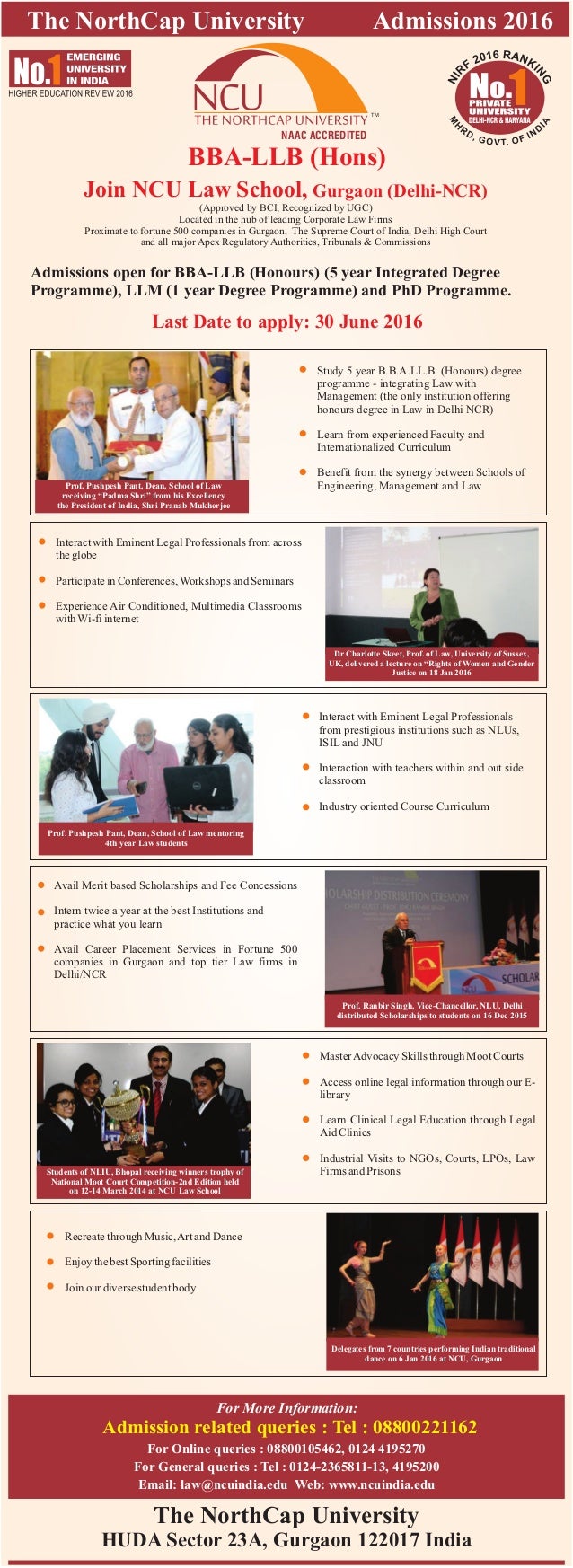 Admissions Open for BBALLB(Honours) Join NCU Law School, Gurgaon