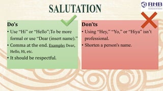 Hiya Example E mail etiquette | PPTX