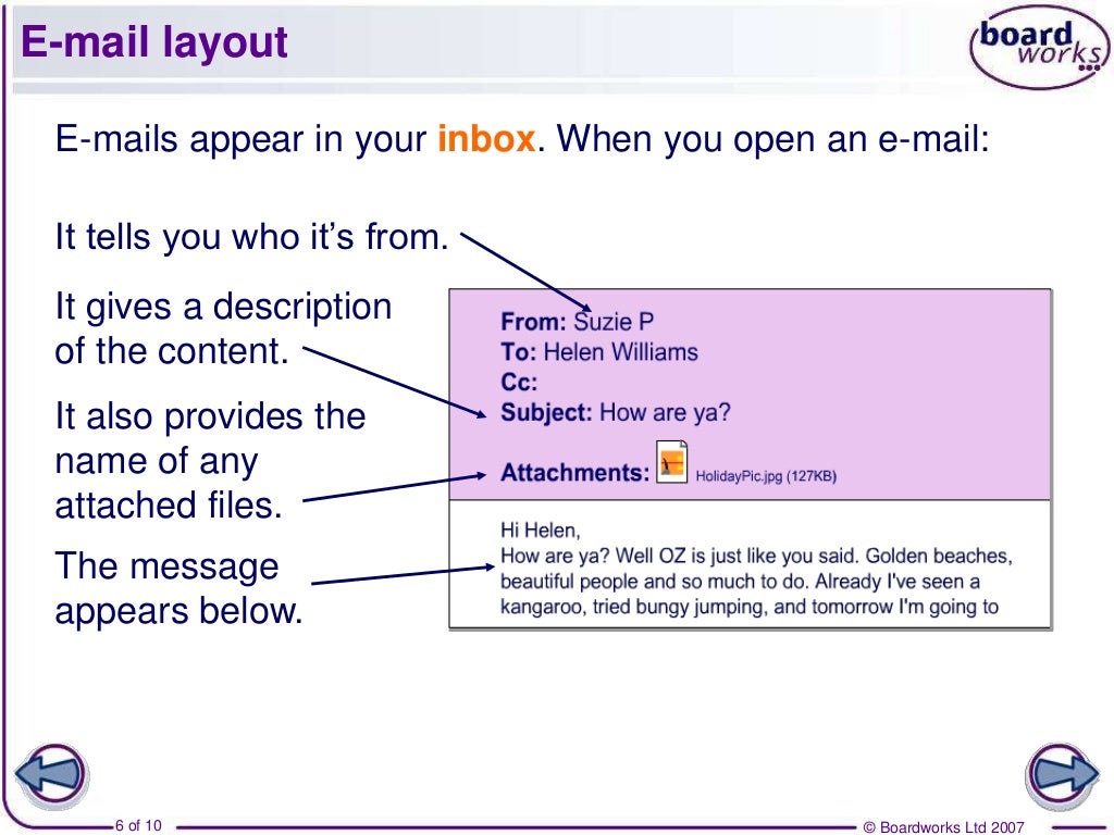 E mail features