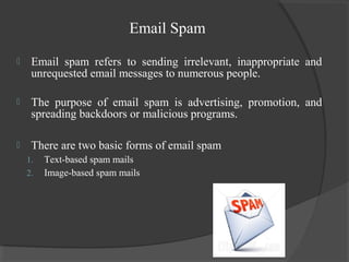 E mail image spam filtering techniques | PPT