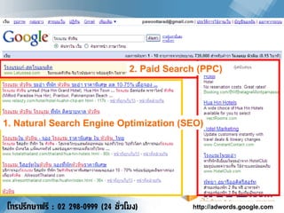 http :// adwords . google . com 2. Paid Search (PPC) 1. Natural Search Engine Optimization (SEO) 