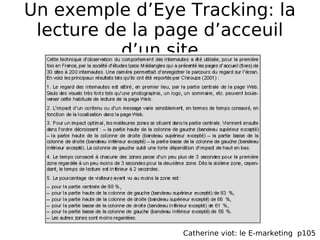 Un exemple d’Eye Tracking: la lecture de la page d’acceuil d’un site Catherine viot: le E-marketing  p105 